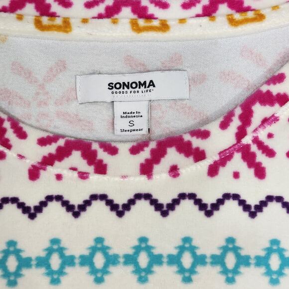 Sonoma Velour Nightgown Sleepshirt Soft Comfy Cozy Warm Small Multicolored - Picture 4 of 5